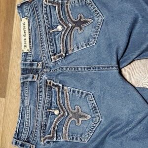 Rock revival Anett boot cut embellished sequined pocket flap jeans